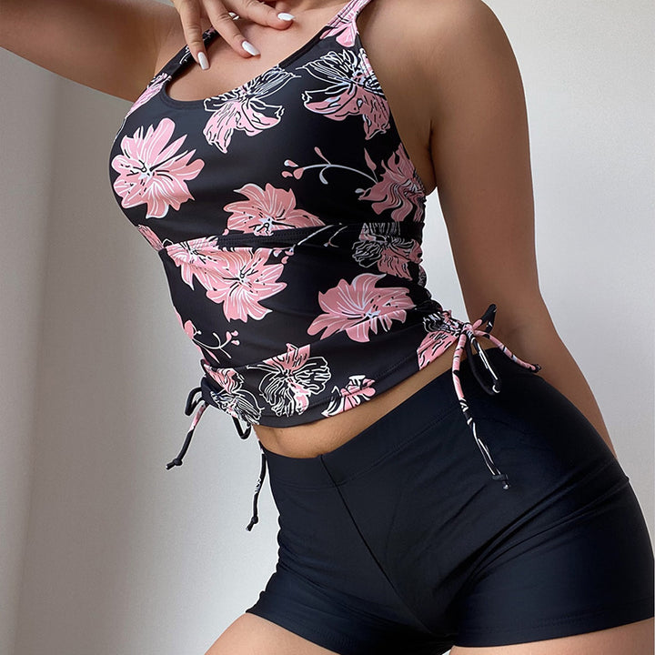 Dame Tankini-sæt med blomster top og komfortable shorts Stilla