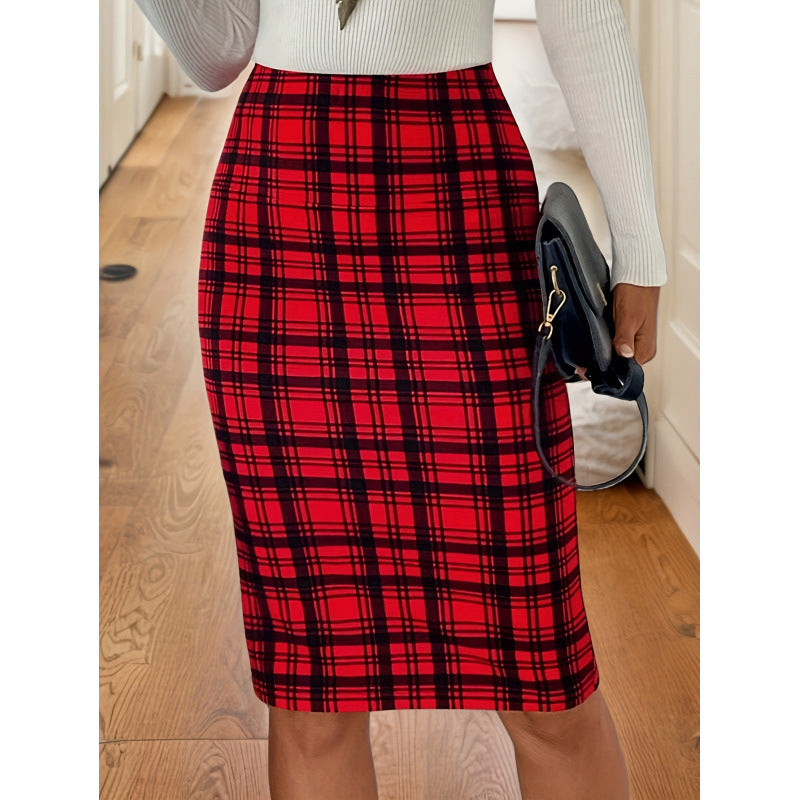 Dame Ternet Midi Skirt i Stretch Stil med tætsiddende pasform Skovae