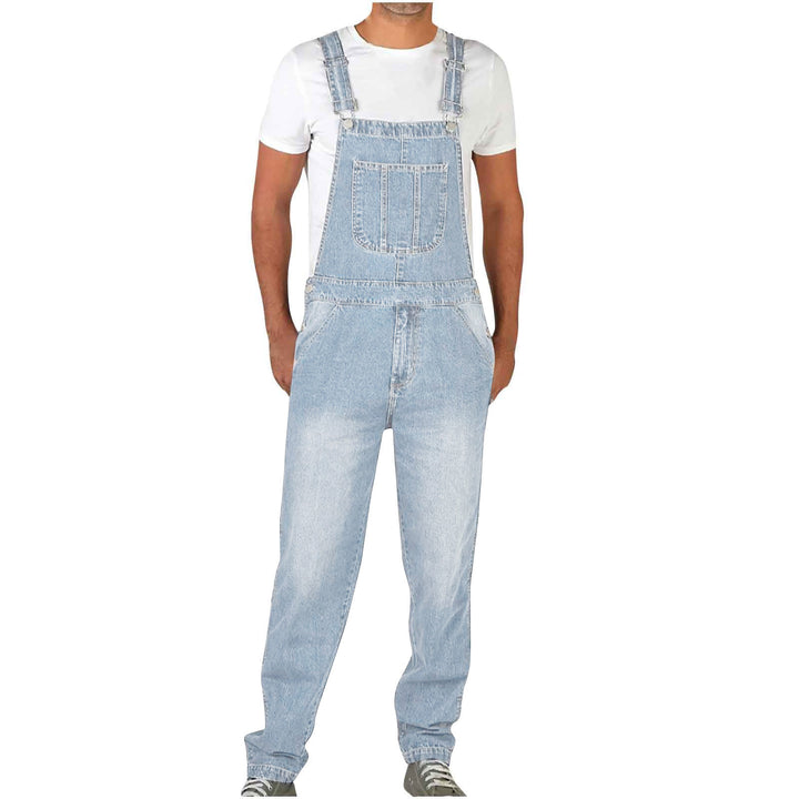 Herrer denim-overalls i afslappet snit med justerbare stropper Skovae