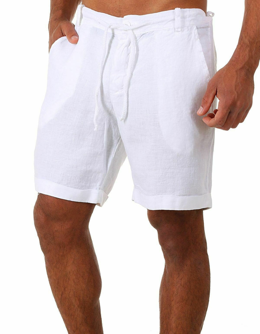 Herre afslappede linned korte shorts med justerbar talje og praktiske lommer Stilla