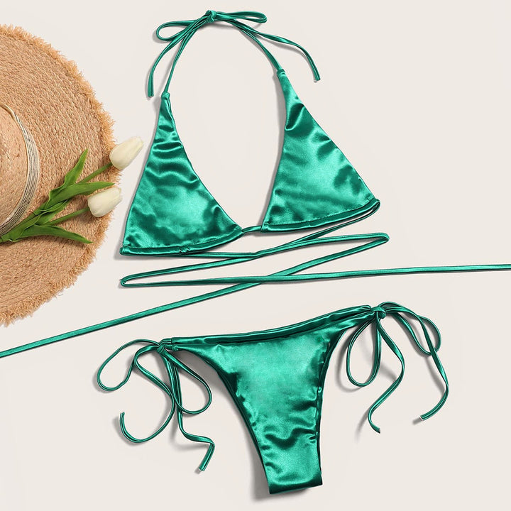 Dame Triangel-Bikini med forførende satin-finish Skovae