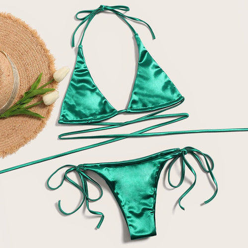 Dame Triangel-Bikini med forførende satin-finish Skovae