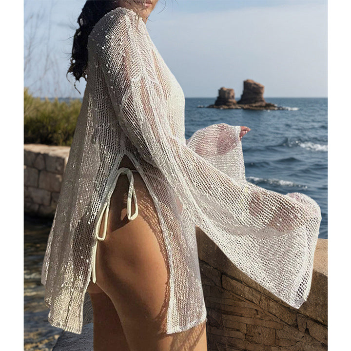 Dame gennemsigtig strandbluse med funklerende effekt Skovae