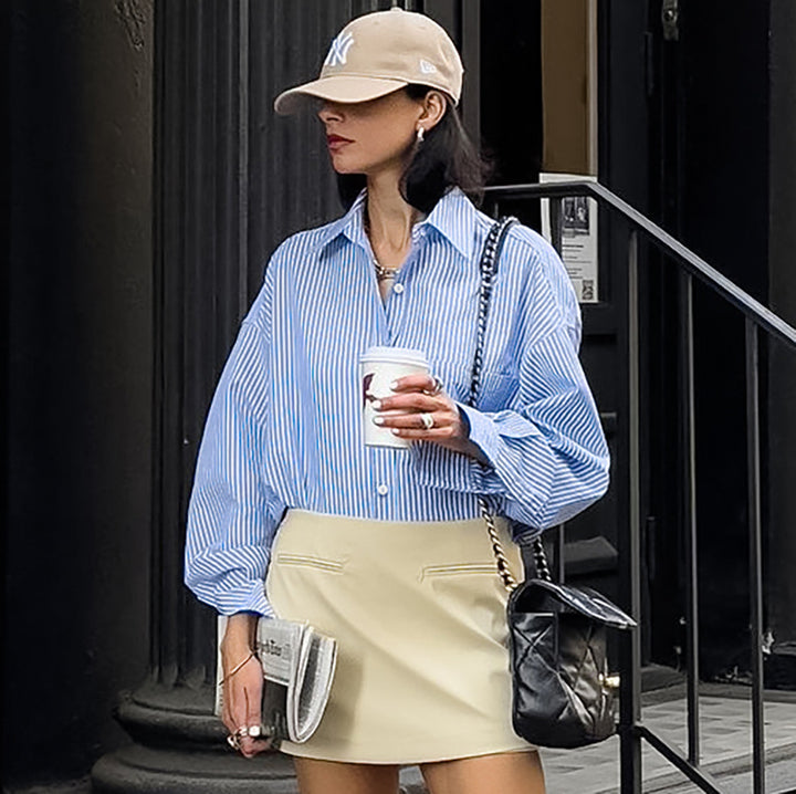 Dame oversized skjorte med moderne striber Stilla