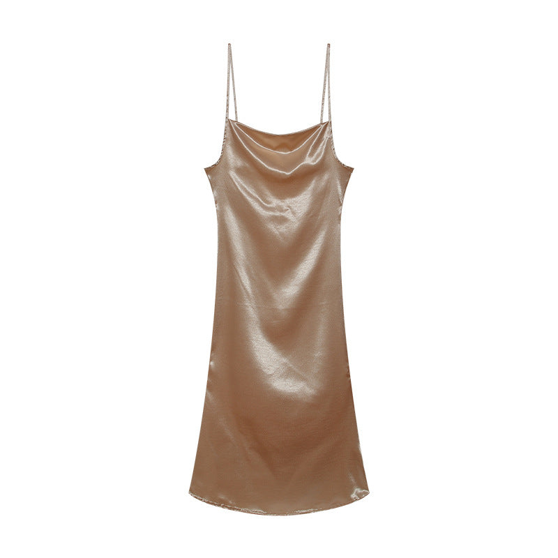 Dame Satin Slip Kjole Stilla