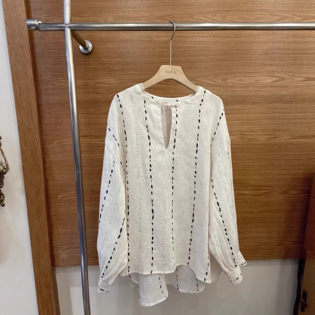 Femme Relaxed Fit Placket Detalje Skjorte Stilla