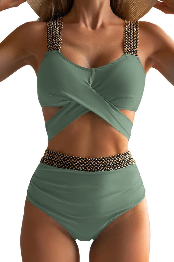 Dame Højskåret Bikini med legende knude-design og glamourøse accenter Stilla