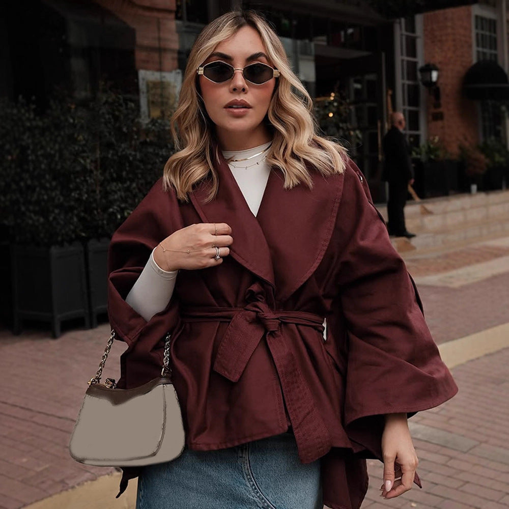 Damer Mode Oversized-Trenchcoat med Taljebælte Stilla