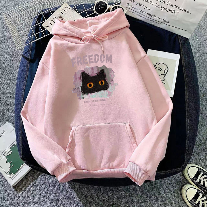 Kvinders hættebluse med kreativ kat design Skovae