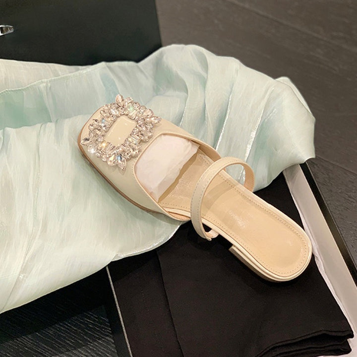 Dame Elegante Pantoletten med Rhinsten Dekoration Stilla