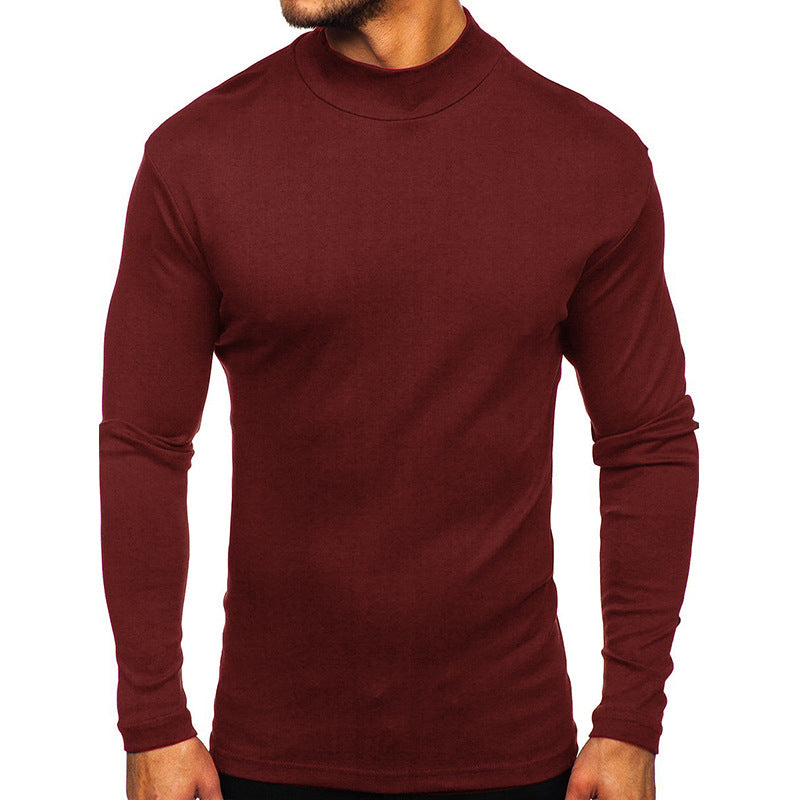 Herrer langærmet T-shirt med høj krave og funktionelt design Stilla