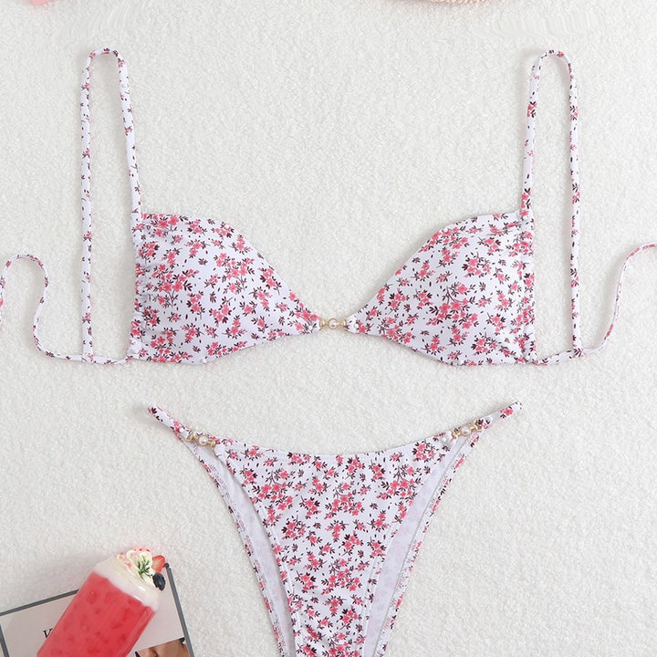 Dame bikini-sæt med justerbare stropper og blomsterdesign Stilla