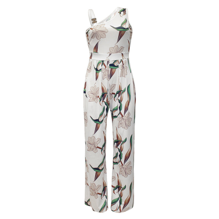 Dame Elegant One-Shoulder Jumpsuit med blomsterdesign Stilla