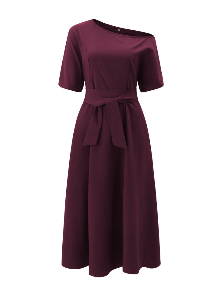 Stilla | Off Shoulder Korte Ærmer Talje Binde Maxi Kjole