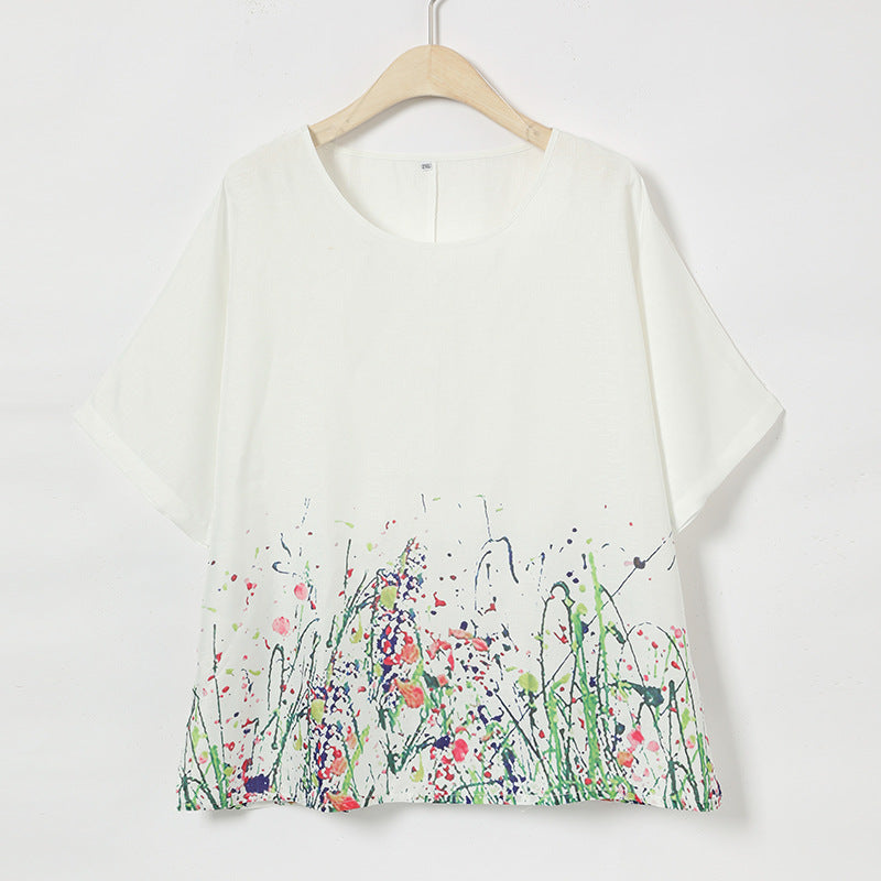 Dame Kunstnerisk Blomster mønster Top Stilla