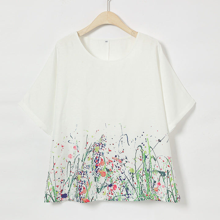 Dame Kunstnerisk Blomster mønster Top Stilla