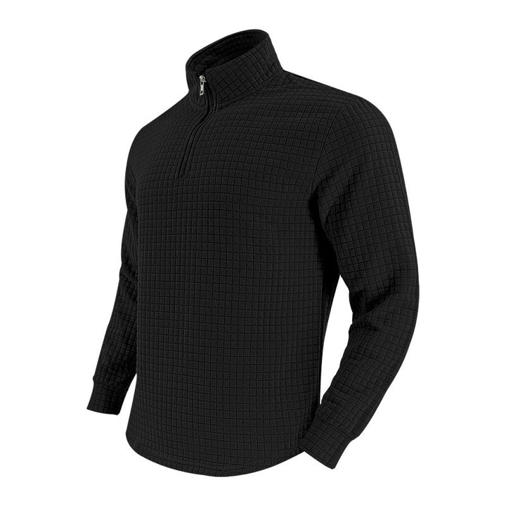 Herrer praktisk ståkrave pullover med lynlås og quiltet design Stilla