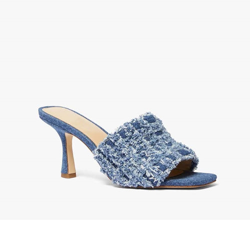 Femme High-Heeled Slide Mules med struktureret stof Stilla