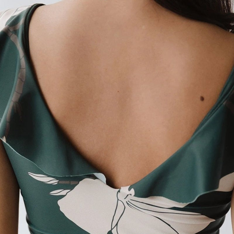 Dame Ruffles Blomsterprint Højtaljet Bikini-Sæt Stilla