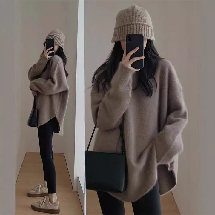 Dame hyggelig oversized sweater lavet af blødt strikmateriale med en afslappet pasform