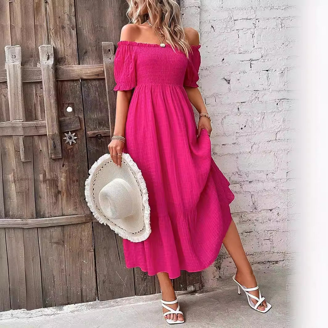 Frau Off-Shoulder Skik Maxi Kjole Stilla