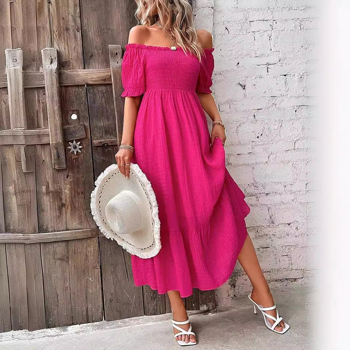 Frau Off-Shoulder Skik Maxi Kjole Stilla