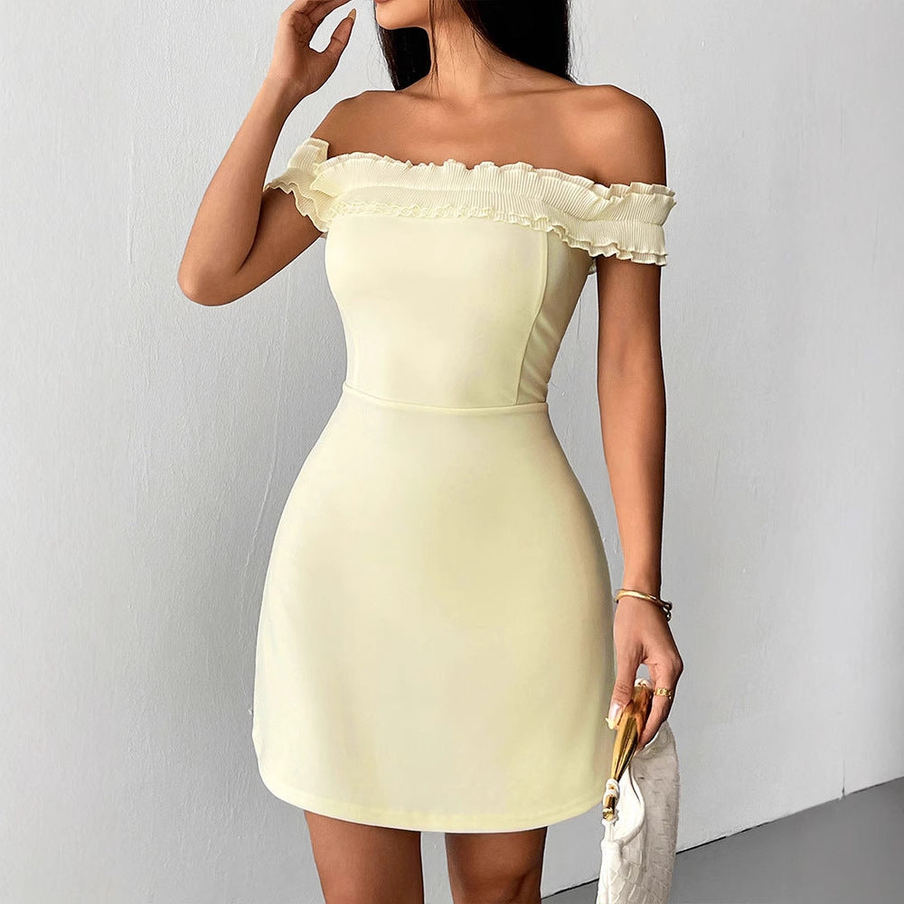 Dame Off-Shoulder Kjole med Volanger Skovae