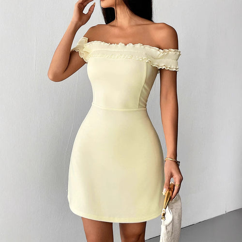 Dame Off-Shoulder Kjole med Volanger Skovae