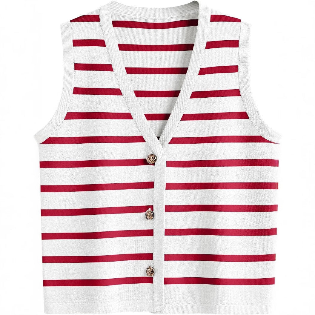 Dame strik cardigan med V-hals og knapper Stilla