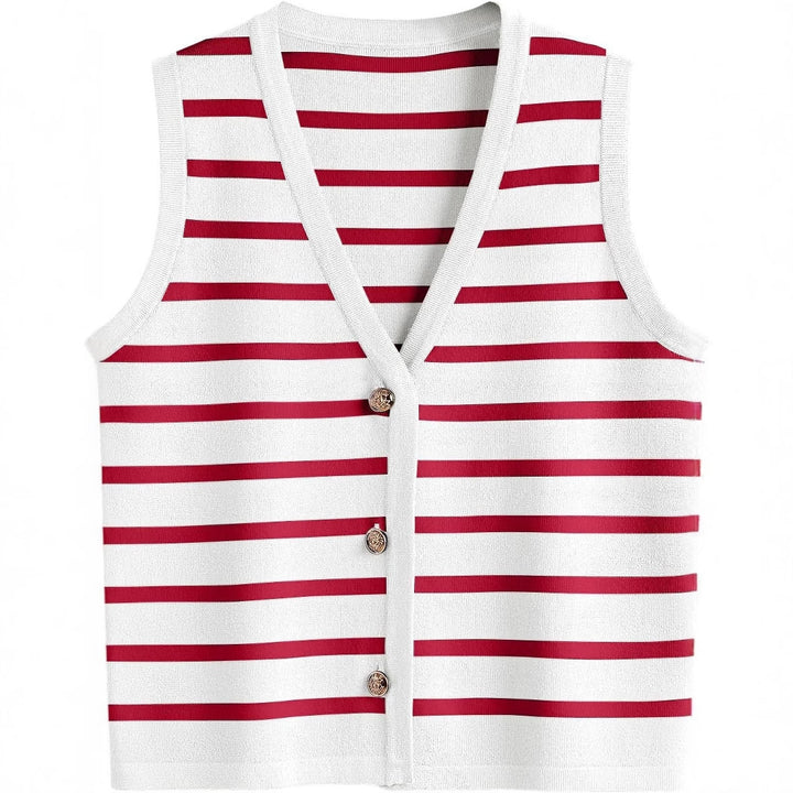 Dame strik cardigan med V-hals og knapper Stilla