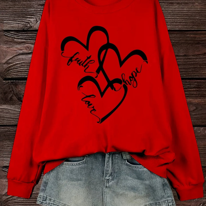 Kvindernes sweatshirt med romantisk hjertemotiv og inspirerende print Stilla