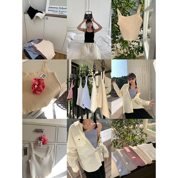 Dame Cropped Top i ribbet materiale Stilla