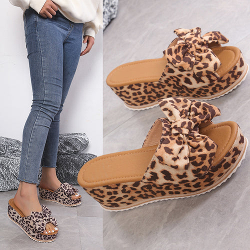 Dame Wedge-sandaler med dekorativt sløjfe-detail og kork-såler Stilla
