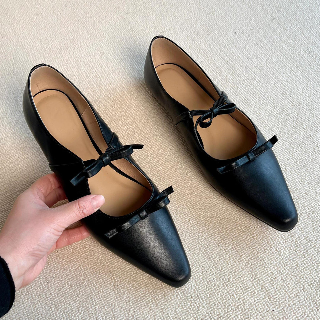 Dame elegante spidse Ballerinas med dekorativt sløjfedetalje Stilla