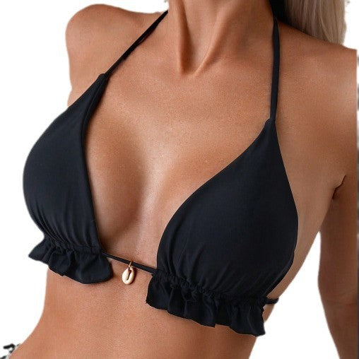 Dame Triangel-Bikini med legesyg volant-design og bindbare stropper Stilla