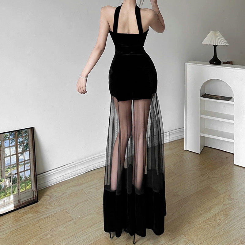 Dame off-shoulder maxikjole med gennemsigtige indsatser og raffinerede cut-outs Stilla