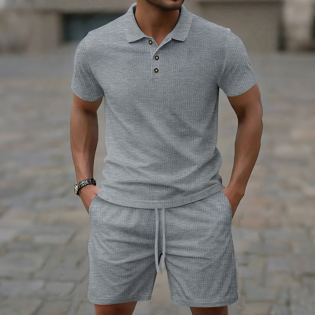 Herrer elegant kortærmet polo skjorte og shorts sæt Stilla