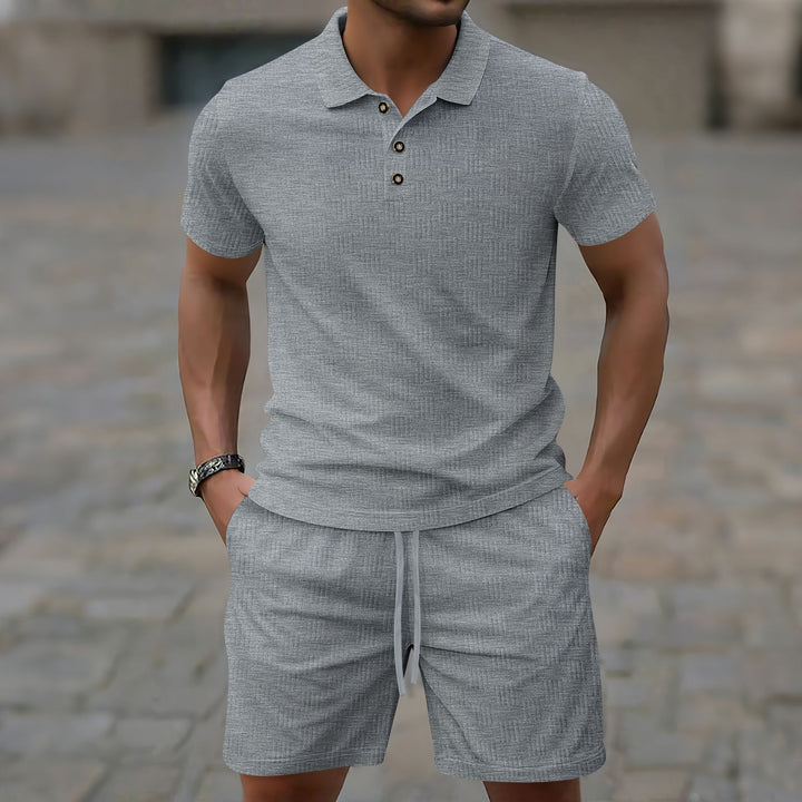 Herrer elegant kortærmet polo skjorte og shorts sæt Stilla