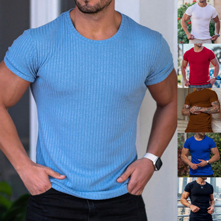 Herrer kortærmet rib T-shirt med tætsiddende snit og behagelig bærekomfort Stilla