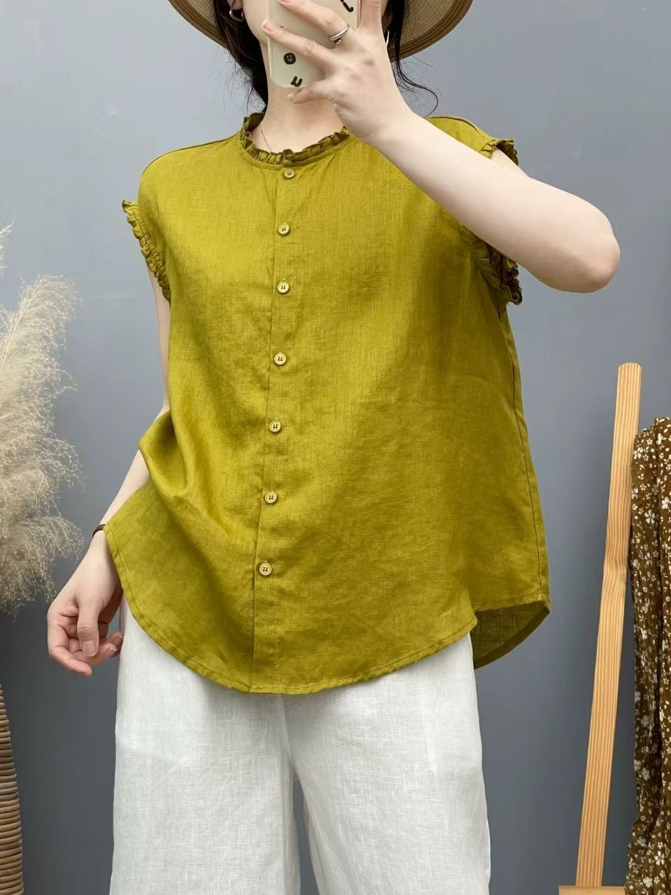 Femme Afslappet Siddebåndende Button-Down Skjorte Stilla