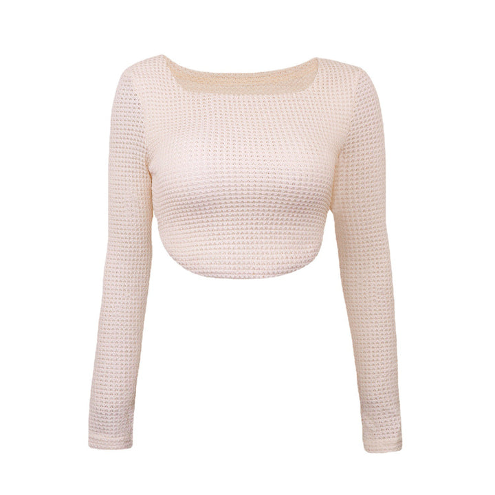 Dame Strik-Crop-Top med lange ærmer og struktureret design Stilla