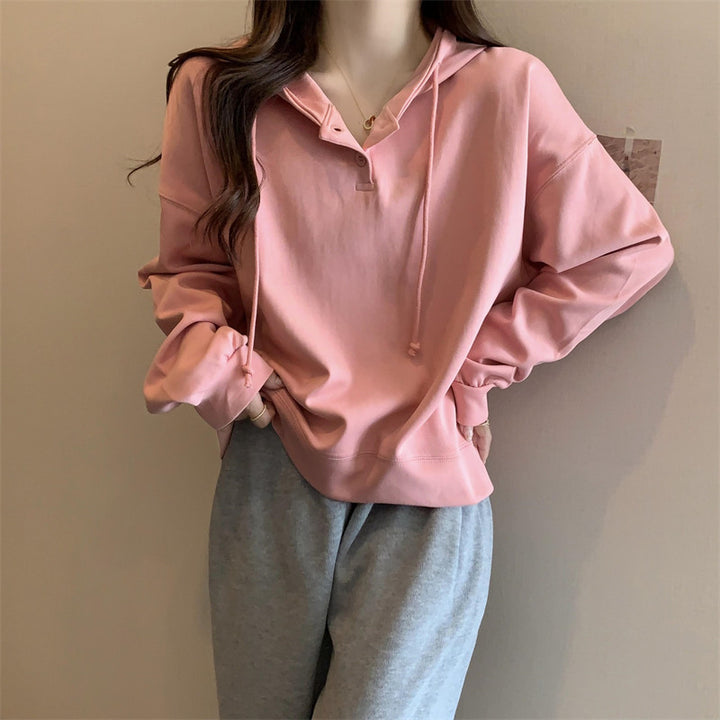 Femme Behagelig Hætte-Button-Up Sweatshirt Stilla