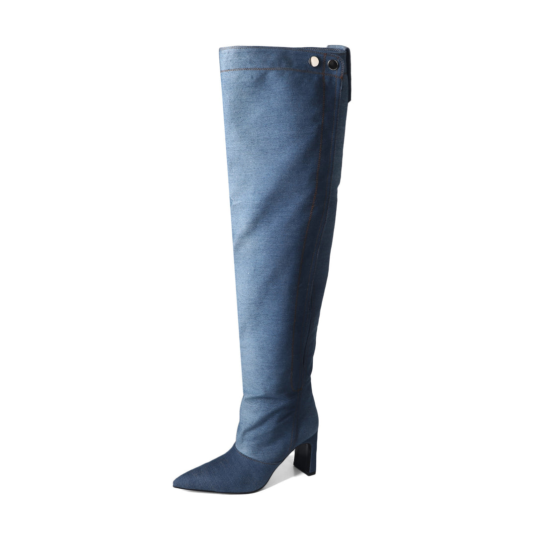 Damer Slouchy Høje Stiletto Spidsstøvler Stilla