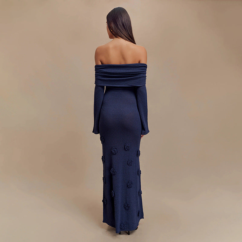 Kvinder Elegant Off-Shoulder Blomsterkjole Maxi Stilla