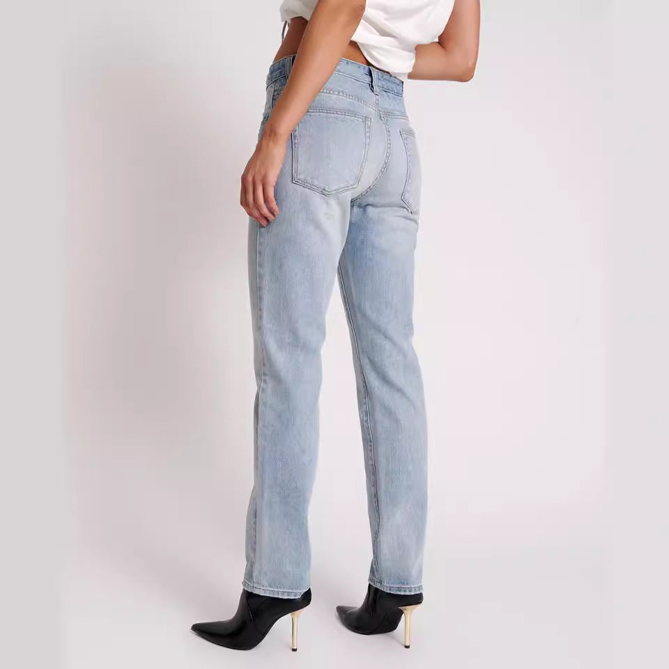 Dame jeans med modisk snørelukning Stilla