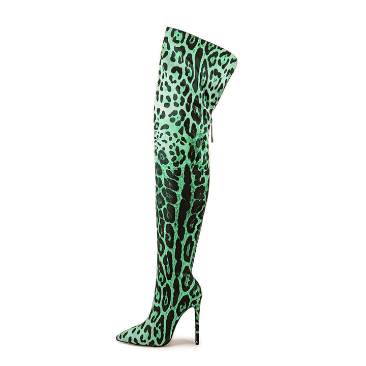 Femme Over-the-Knee Stiletto-støvler med dyreprt design Stilla