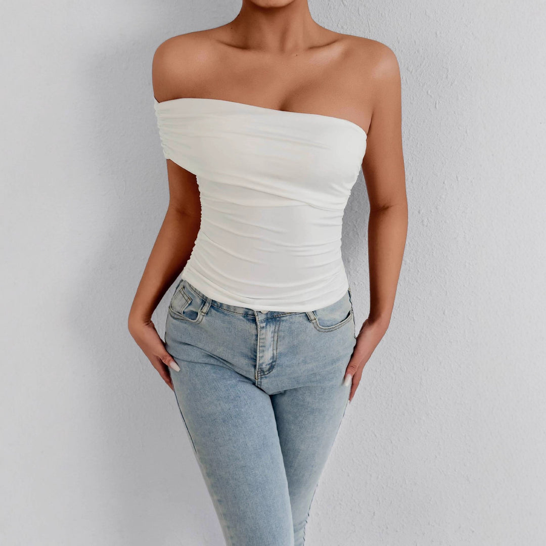 Dame Off-Shoulder top med raffinerede flæsedetaljer Skovae