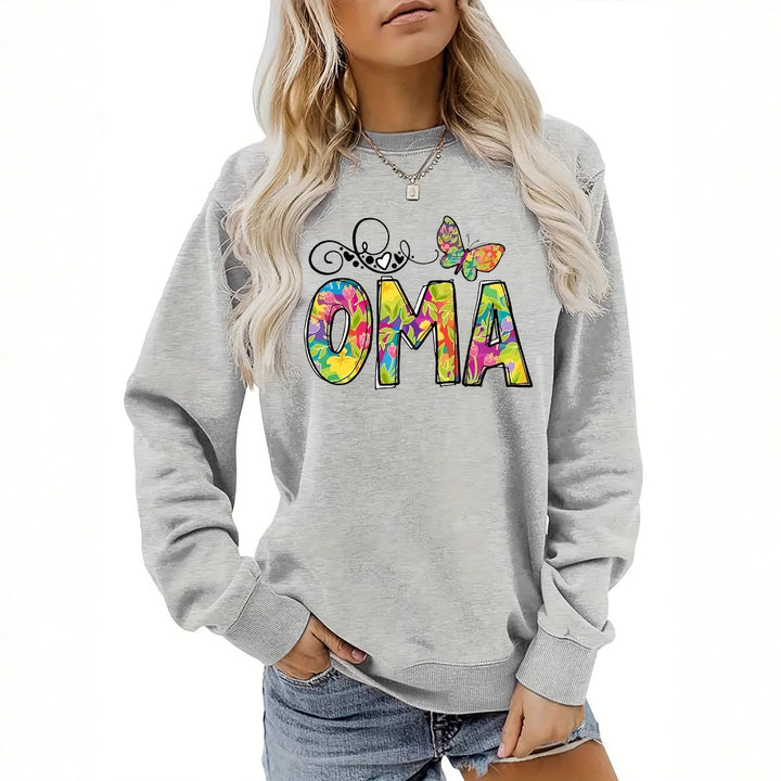 Kvinders sweatshirt med kreativ botanisk tryk Stilla