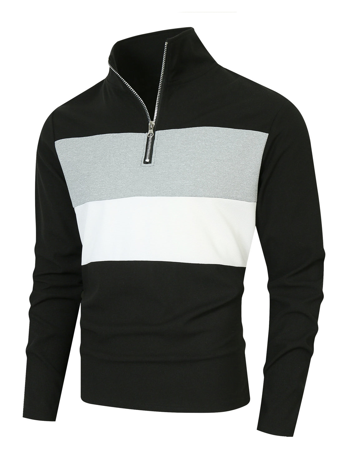 Herrer mode højkrave sweater med lynlås og struktureret design Stilla