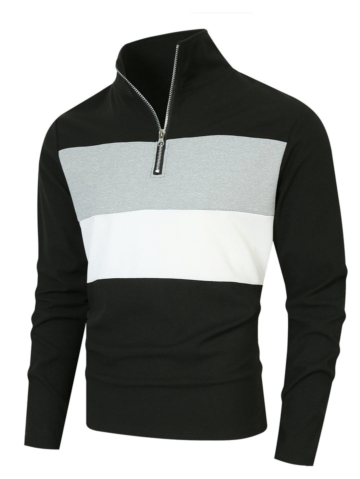Herrer mode højkrave sweater med lynlås og struktureret design Stilla